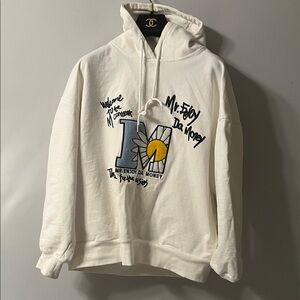 White Graphic Hoodie with Artistic Design